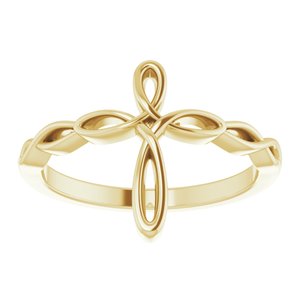 14K Yellow Gold Polished Cross Ring Size 7
