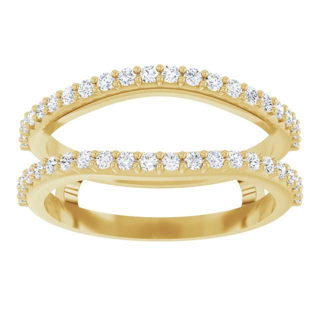14K Yellow Gold Round 1.2 Mm Polished 1/4 Ctw Natural Diamond Ring Guard, Size 6