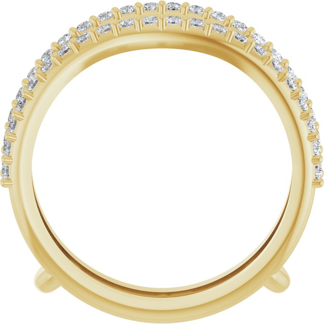 14K Yellow Gold Round 1.2 Mm Polished 1/4 Ctw Natural Diamond Ring Guard, Size 6