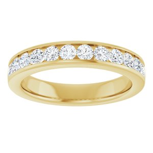 14K Yellow Gold Round 2.5 Mm G-H Si1-Si2 3/4 Ctw Lab-Grown Diamond Anniversary Band Size 7