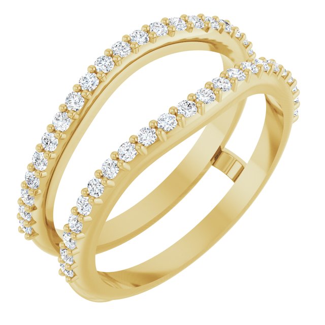 14K Yellow Gold Round 1.2 Mm Polished 1/4 Ctw Natural Diamond Ring Guard, Size 6