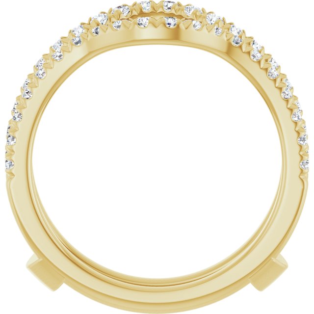 14K Yellow Gold Round 1.5 Mm Polished 1/2 Ctw Lab-Grown Diamond French-Set Ring Guard, Size 7