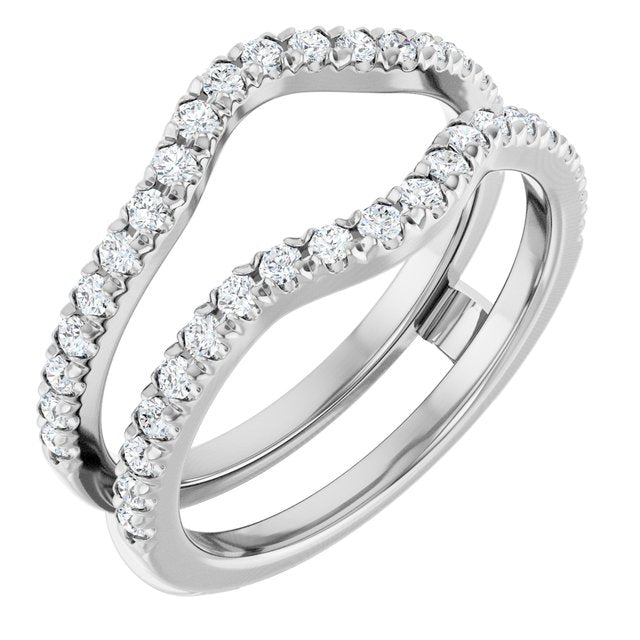 14K White Gold Round 1.5 Mm Polished 1/2 Ctw Natural Diamond French-Set Ring Guard, Size 7
