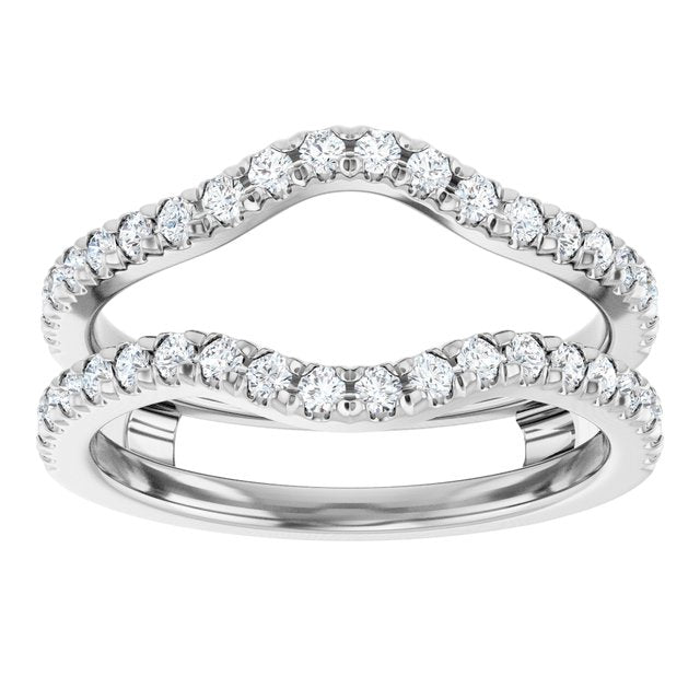 14K White Gold Round 1.5 Mm Polished 1/2 Ctw Natural Diamond French-Set Ring Guard, Size 7