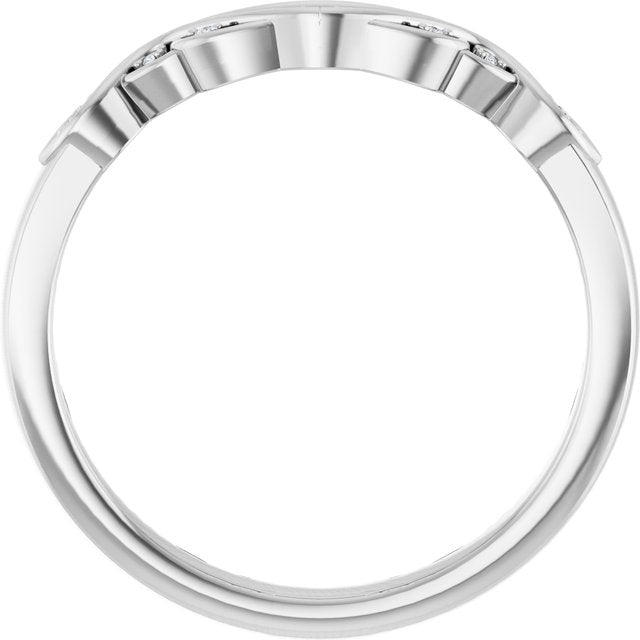 14K White Or Yellow Gold All Shapes Si2-Si3, G-H Polished .03 Ctw Natural Diamond Matching Band, Size 7