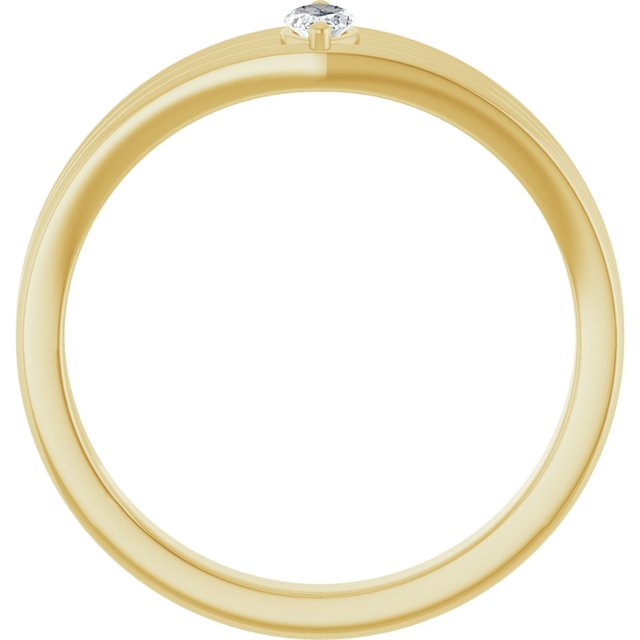 14K Yellow Gold Marquise 5 X 2.5 Mm Polished 1/8 Ct Natural Diamond Geometric Ring, Size 7