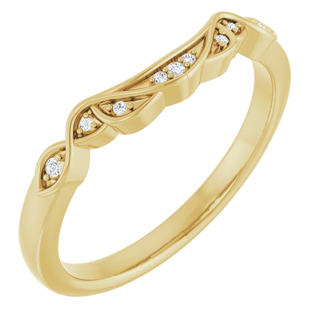 14K White Or Yellow Gold All Shapes Si2-Si3, G-H Polished .03 Ctw Natural Diamond Matching Band, Size 7