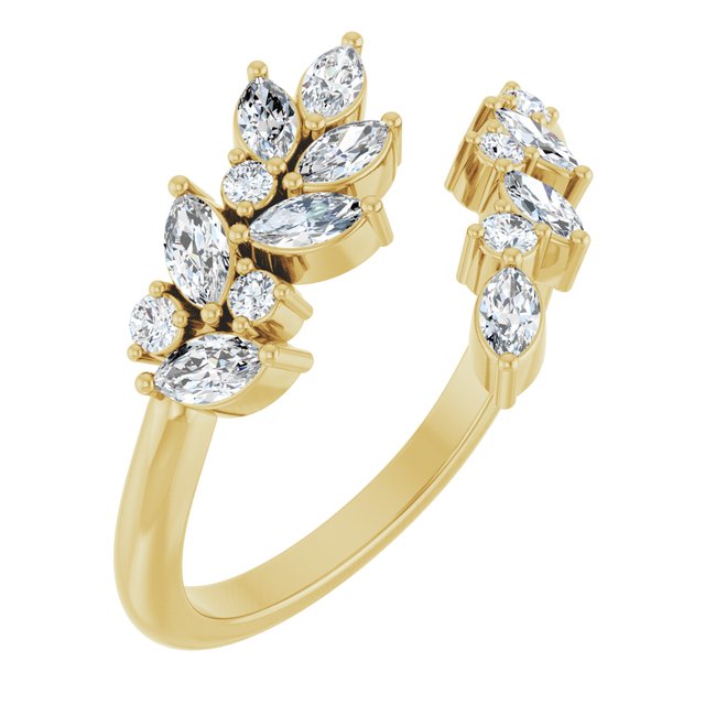 14K White Or Yellow Gold I1, Ghi Polished 1/2 Ctw Natural Diamond Bypass Ring, Size 7