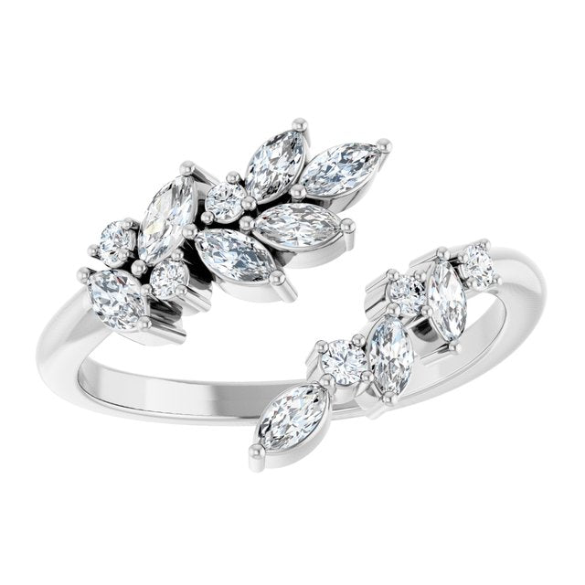 14K White Or Yellow Gold I1, Ghi Polished 1/2 Ctw Natural Diamond Bypass Ring, Size 7