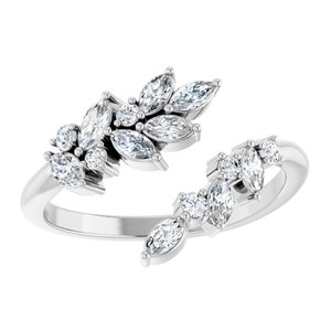 14K White Gold Ghi Si1-Si2 1/2 Ctw Lab Grown Diamond Bypass Ring Size 7