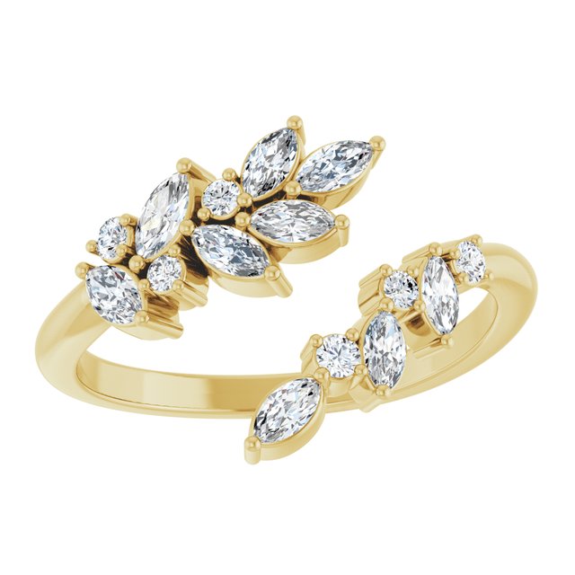 14K White Or Yellow Gold I1, Ghi Polished 1/2 Ctw Natural Diamond Bypass Ring, Size 7
