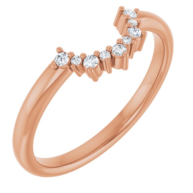 14K White Or Yellow Or Rose Gold Round Polished .07 Ctw Natural Diamond Contour Band, Size 7