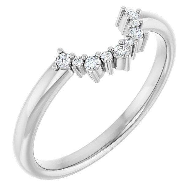 14K White Or Yellow Or Rose Gold Round Polished .07 Ctw Natural Diamond Contour Band, Size 7