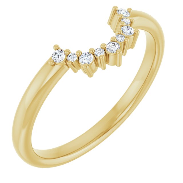 14K White Or Yellow Or Rose Gold Round Polished .07 Ctw Natural Diamond Contour Band, Size 7