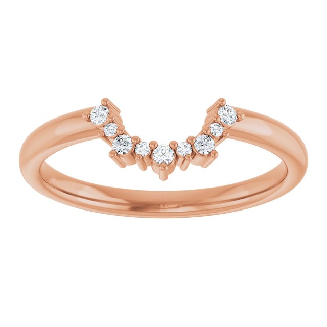 14K White Or Yellow Or Rose Gold Round Polished .07 Ctw Natural Diamond Contour Band, Size 7