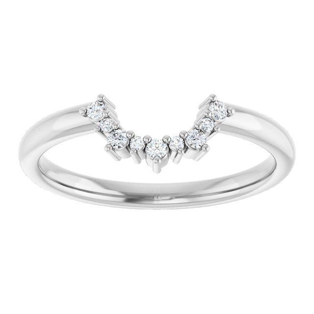 14K White Or Yellow Or Rose Gold Round Polished .07 Ctw Natural Diamond Contour Band, Size 7