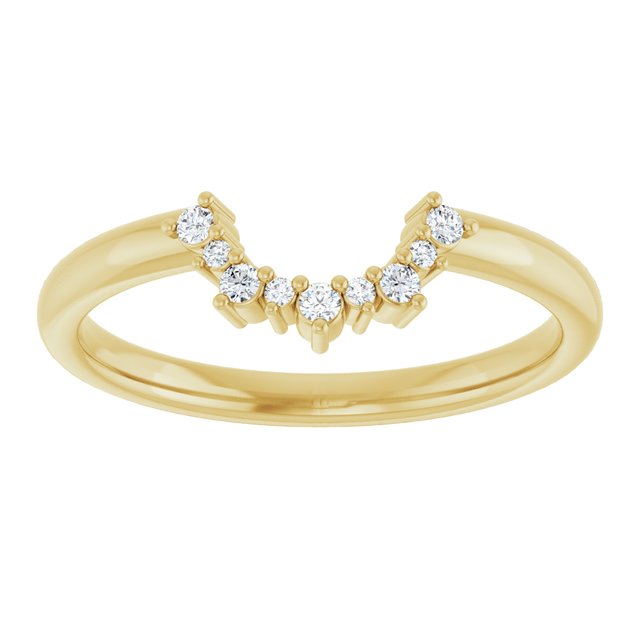 14K White Or Yellow Or Rose Gold Round Polished .07 Ctw Natural Diamond Contour Band, Size 7