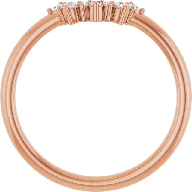 14K White Or Yellow Or Rose Gold Round Polished .07 Ctw Natural Diamond Contour Band, Size 7
