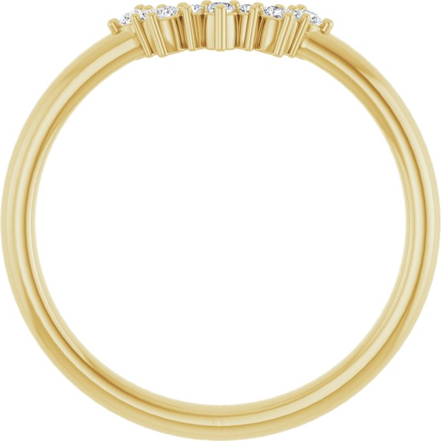14K White Or Yellow Or Rose Gold Round Polished .07 Ctw Natural Diamond Contour Band, Size 7