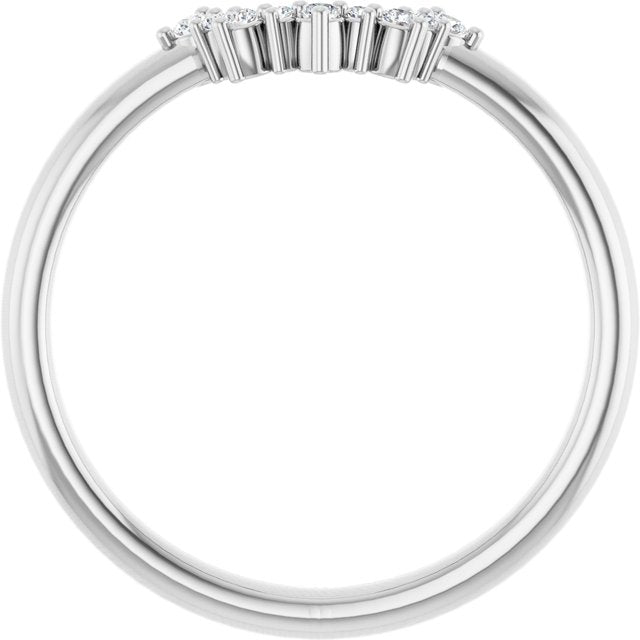14K White Or Yellow Or Rose Gold Round Polished .07 Ctw Natural Diamond Contour Band, Size 7
