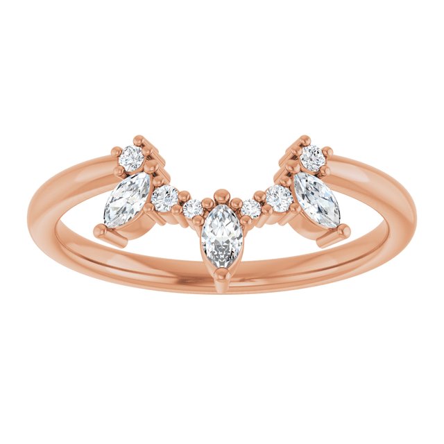 14K White Or Yellow Or Rose Gold Polished 1/5 Ctw Natural Diamond Contour Band, Size 7