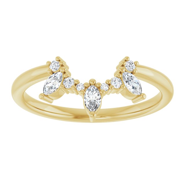 14K White Or Yellow Or Rose Gold Polished 1/5 Ctw Natural Diamond Contour Band, Size 7