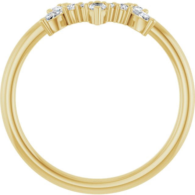 14K White Or Yellow Or Rose Gold Polished 1/5 Ctw Natural Diamond Contour Band, Size 7