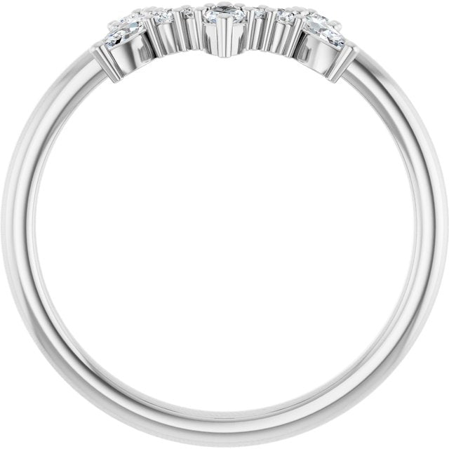 14K White Or Yellow Or Rose Gold Polished 1/5 Ctw Natural Diamond Contour Band, Size 7