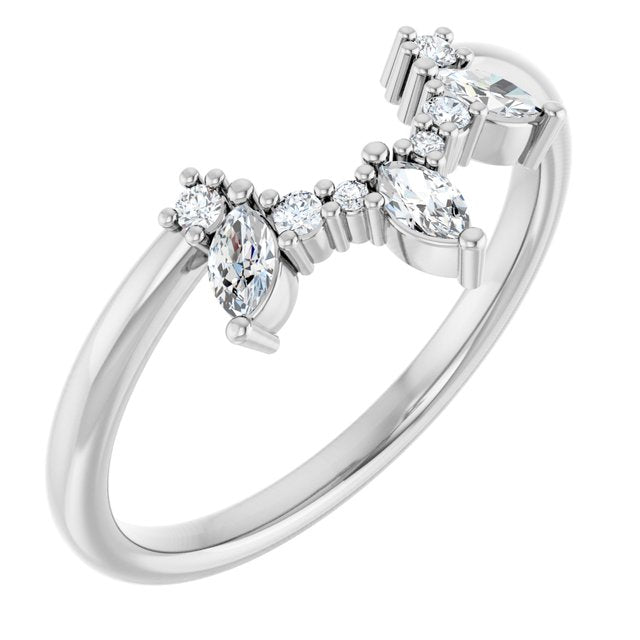 14K White Or Yellow Or Rose Gold Polished 1/5 Ctw Natural Diamond Contour Band, Size 7
