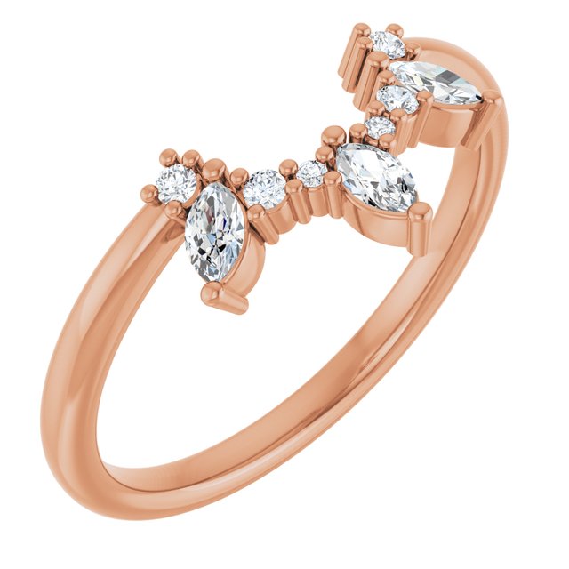 14K White Or Yellow Or Rose Gold Polished 1/5 Ctw Natural Diamond Contour Band, Size 7