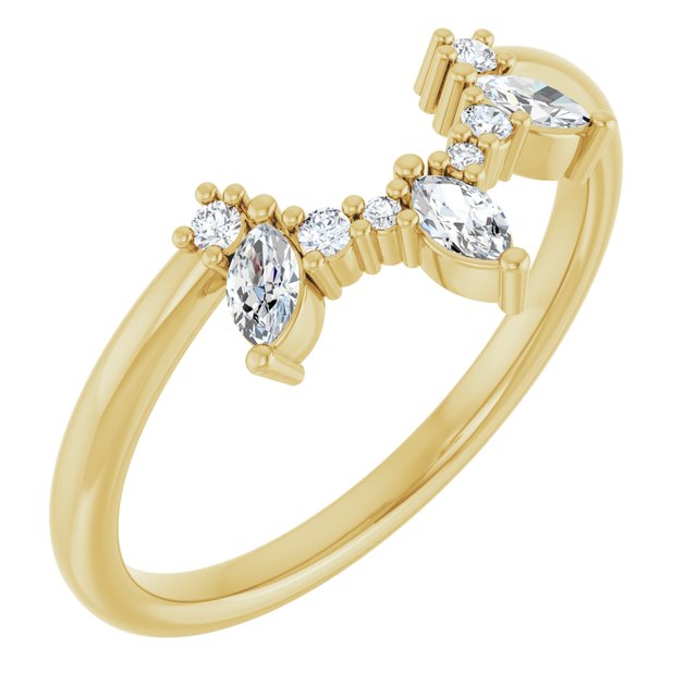 14K White Or Yellow Or Rose Gold Polished 1/5 Ctw Natural Diamond Contour Band, Size 7