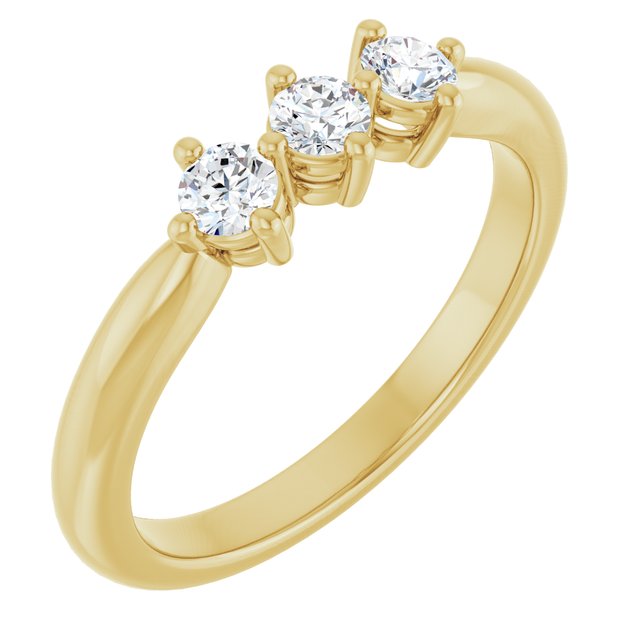 14K Yellow Gold Round 3.1 Mm Polished 1/3 Ctw Lab-Grown Diamond Anniversary Band, Size 7