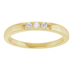 14K Yellow Gold Round 2 Mm Polished 0.08 Ctw Lab-Grown Diamond Anniversary Band Size 7