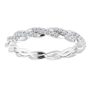 14K White Gold Round 1.7 Mm Gh Si2-Si3 1/5 Ctw Natural Diamond Twisted Eternity Band Size 4.5