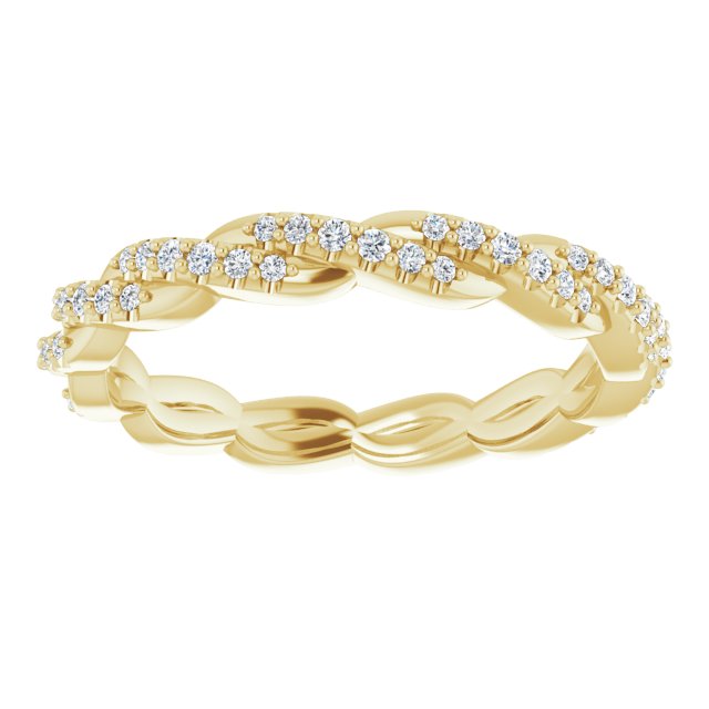 14K White Or Yellow Gold Round 1.7 Mm Si2-Si3, G-H Polished 1/4 Ctw Natural Diamond Twisted Eternity Band, Size 7