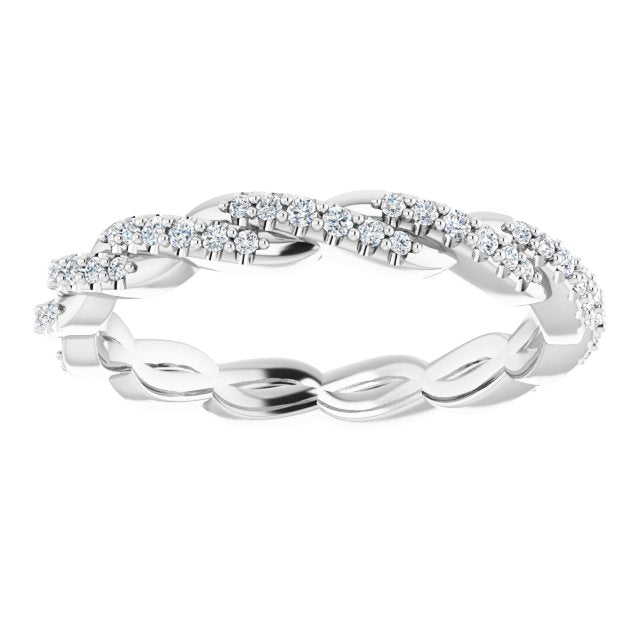 14K White Or Yellow Gold Round 1.7 Mm Si2-Si3, G-H Polished 1/4 Ctw Natural Diamond Twisted Eternity Band, Size 7