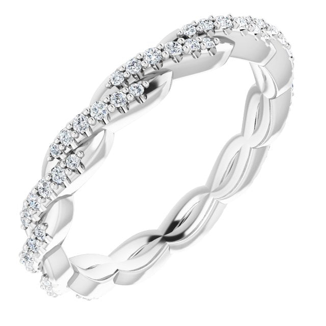 14K White Or Yellow Gold Round 1.7 Mm Si2-Si3, G-H Polished 1/4 Ctw Natural Diamond Twisted Eternity Band, Size 7