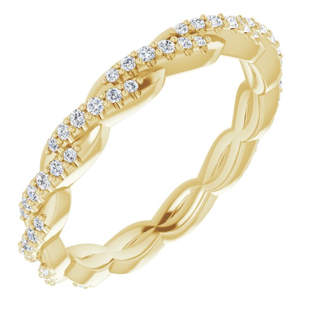 14K White Or Yellow Gold Round 1.7 Mm Si2-Si3, G-H Polished 1/4 Ctw Natural Diamond Twisted Eternity Band, Size 7