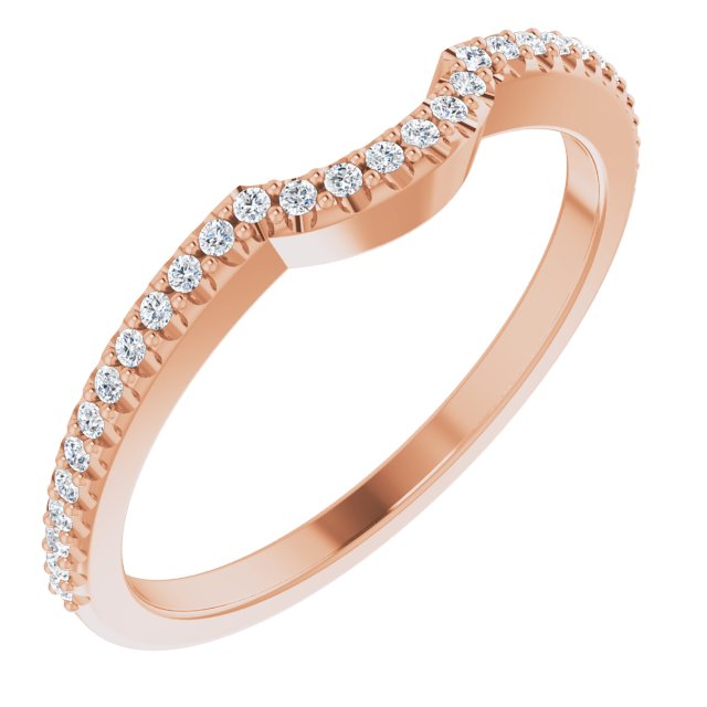 14K Rose Gold Round 1 Mm Polished 1/8 Ctw Natural Diamond Contour Band, Size 7