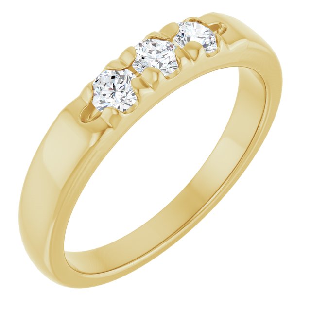 14K Yellow Gold Round 3.1 Mm Polished 1/3 Ctw Lab-Grown Diamond Anniversary Band, Size 7