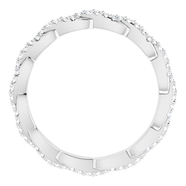 14K White Or Yellow Gold Round 1.7 Mm Si2-Si3, G-H Polished 1/4 Ctw Natural Diamond Twisted Eternity Band, Size 7