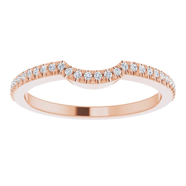 14K Rose Gold Round 1 Mm Polished 1/8 Ctw Natural Diamond Contour Band, Size 7