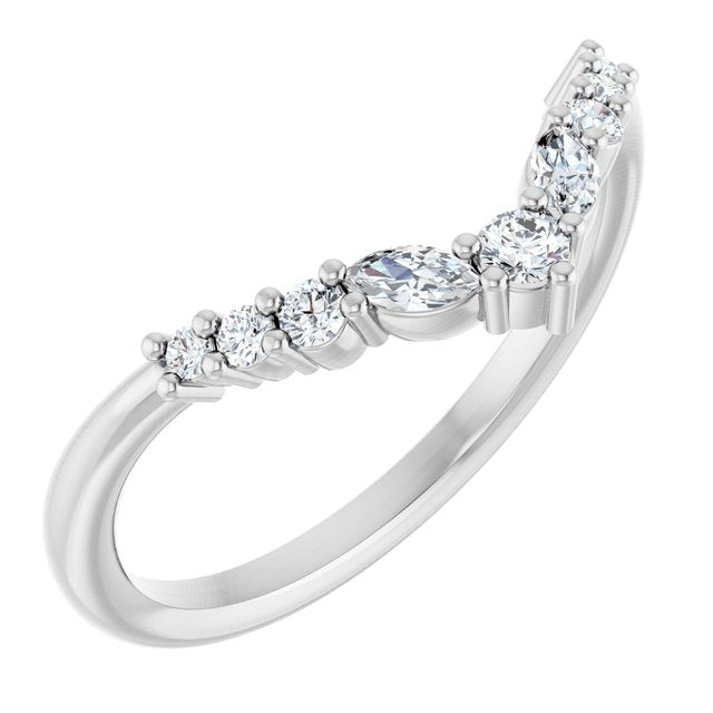 14K White Or Yellow Gold 2.2 Mm Polished 1/5 Ctw Natural Diamond Contour Band, Size 7