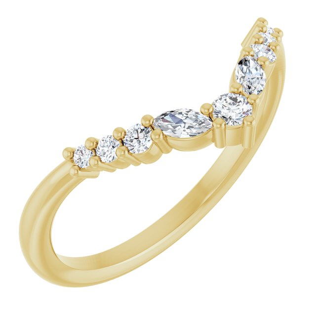 14K White Or Yellow Gold 2.2 Mm Polished 1/5 Ctw Natural Diamond Contour Band, Size 7