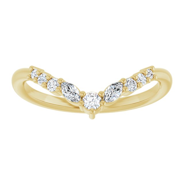 14K White Or Yellow Gold 2.2 Mm Polished 1/5 Ctw Natural Diamond Contour Band, Size 7