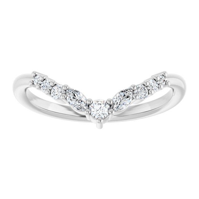 14K White Or Yellow Gold 2.2 Mm Polished 1/5 Ctw Natural Diamond Contour Band, Size 7