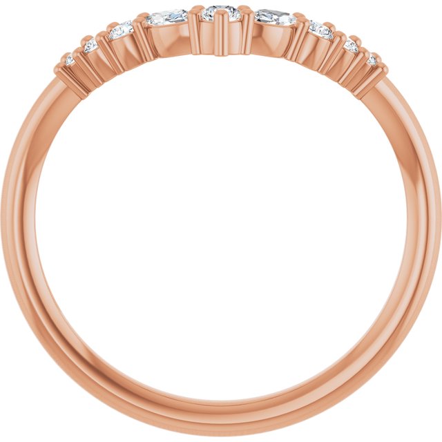 14K Rose Gold Round 2.2 Mm Polished 1/5 Ctw Natural Diamond Contour Band, Size 7