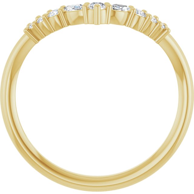 14K White Or Yellow Gold 2.2 Mm Polished 1/5 Ctw Natural Diamond Contour Band, Size 7