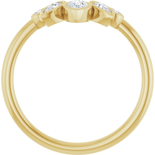 14K White Or Yellow Or Rose Gold Pear 4.5 X 3 Mm Polished 3/8 Ctw Natural Diamond Bezel-Set Contour Band, Size 7