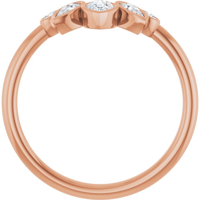 14K White Or Yellow Or Rose Gold Pear 4.5 X 3 Mm Polished 3/8 Ctw Natural Diamond Bezel-Set Contour Band, Size 7